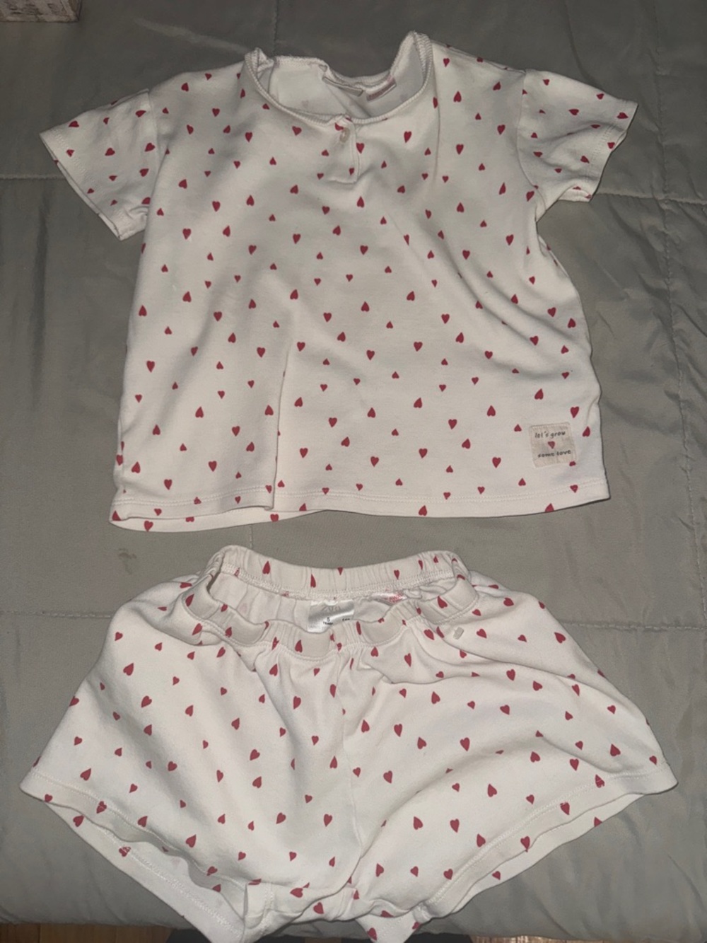 Zara White Kids Matching Set with Pink Heart Detail
